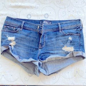 Ripped blue Hollister jean shorts